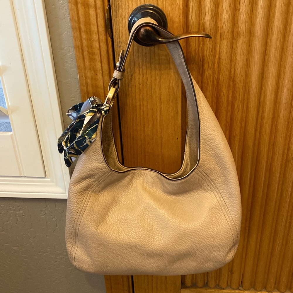 Michael Kors pebbled leather pinkish hobo purse with gold hardware